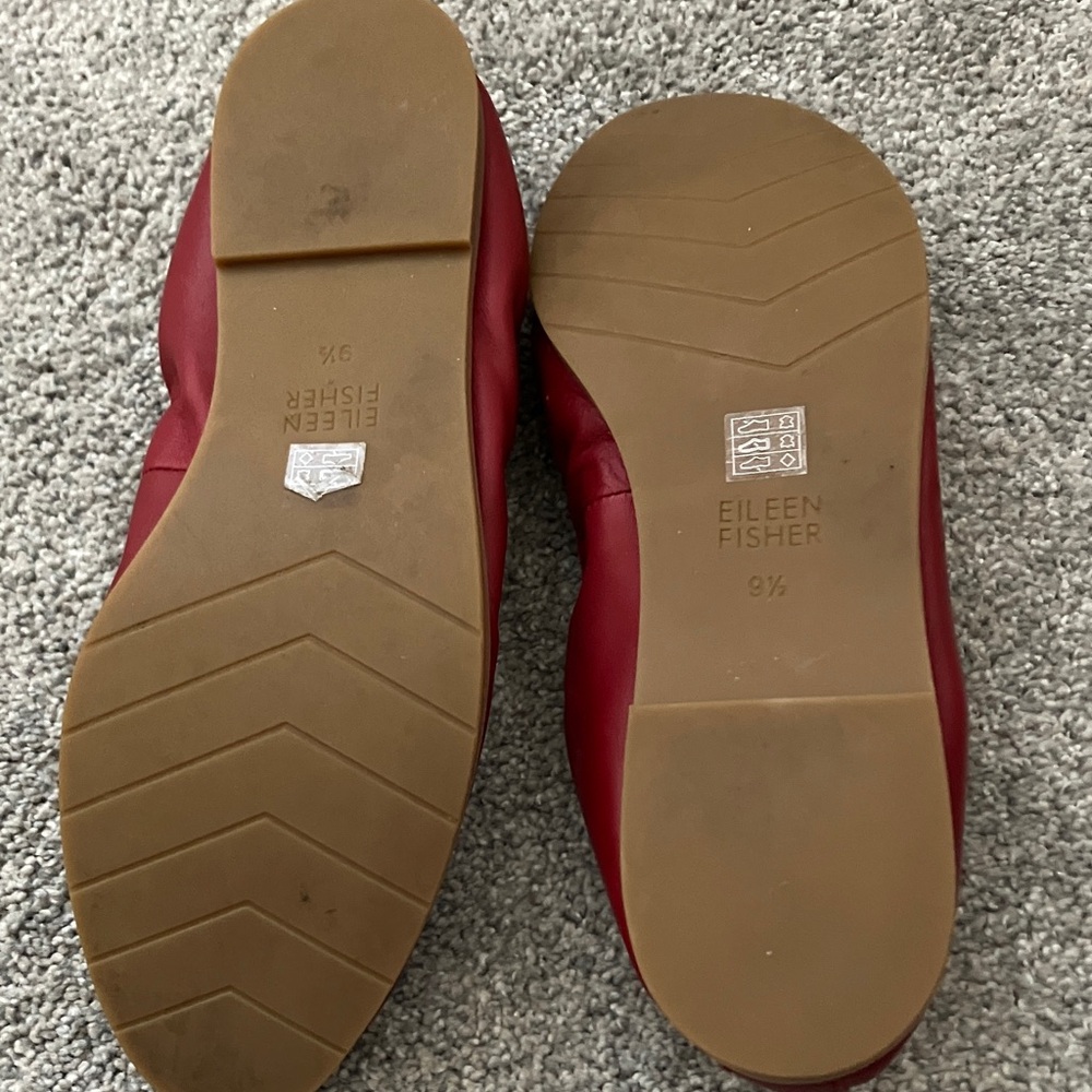 Eileen Fisher Notion Nappa Leather Red Flats - Picture 2 of 7